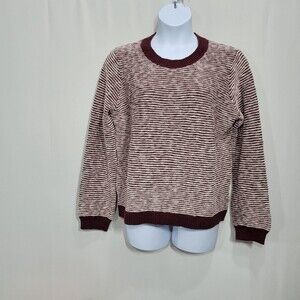 Stitches & Stripes Burgundy and White Striped Crewneck Sweater Size XL